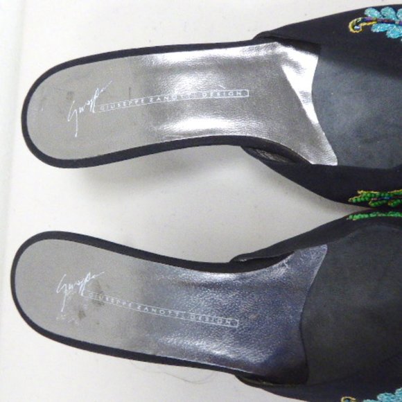 GIUSEPPE ZANOTTI VICINI BEADED FLORAL mules kitten heels slides 9.5 - Picture 13 of 13